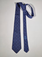 007294 Hermès tie blue whale pattern 7294 EA