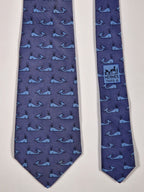 007294 Hermès tie blue whale pattern 7294 EA