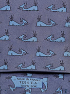 007294 Hermès tie blue whale pattern 7294 EA