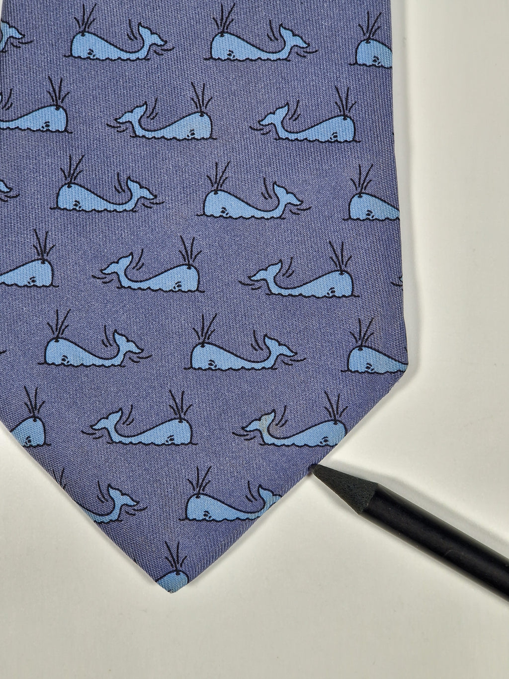 007294 Hermès tie blue whale pattern 7294 EA