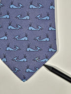 007294 Hermès tie blue whale pattern 7294 EA