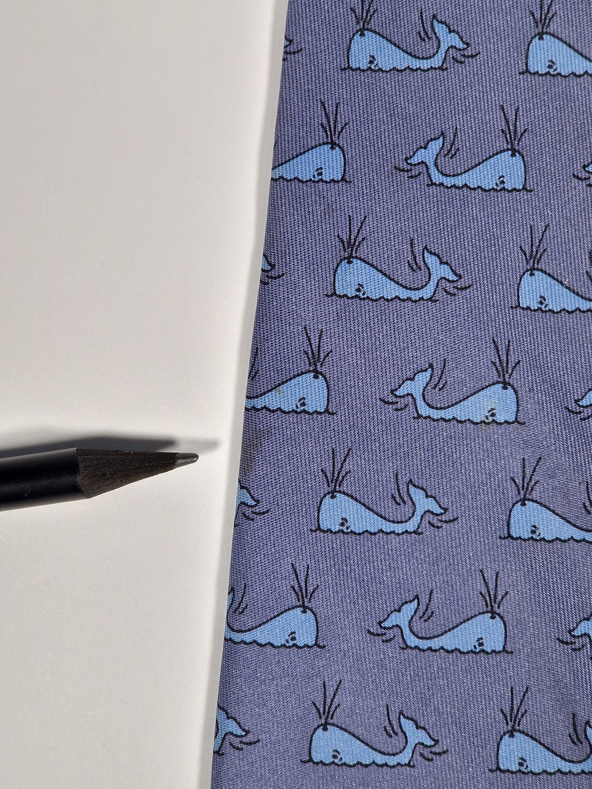 007294 Hermès tie blue whale pattern 7294 EA