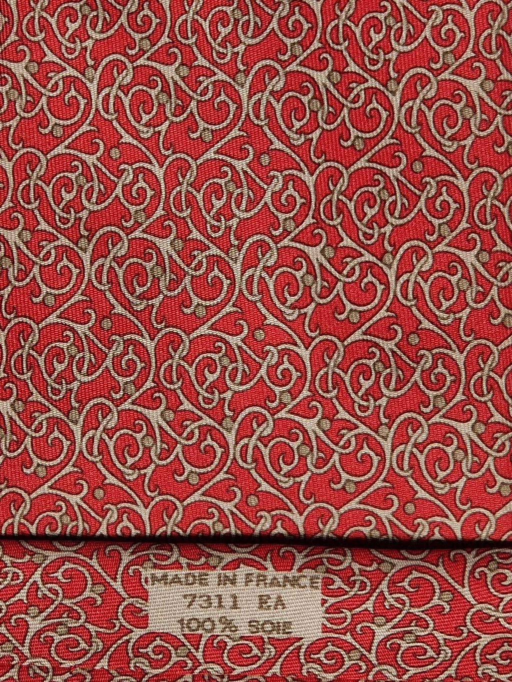 Hermès silk tie red geometrical pattern 7311 EA