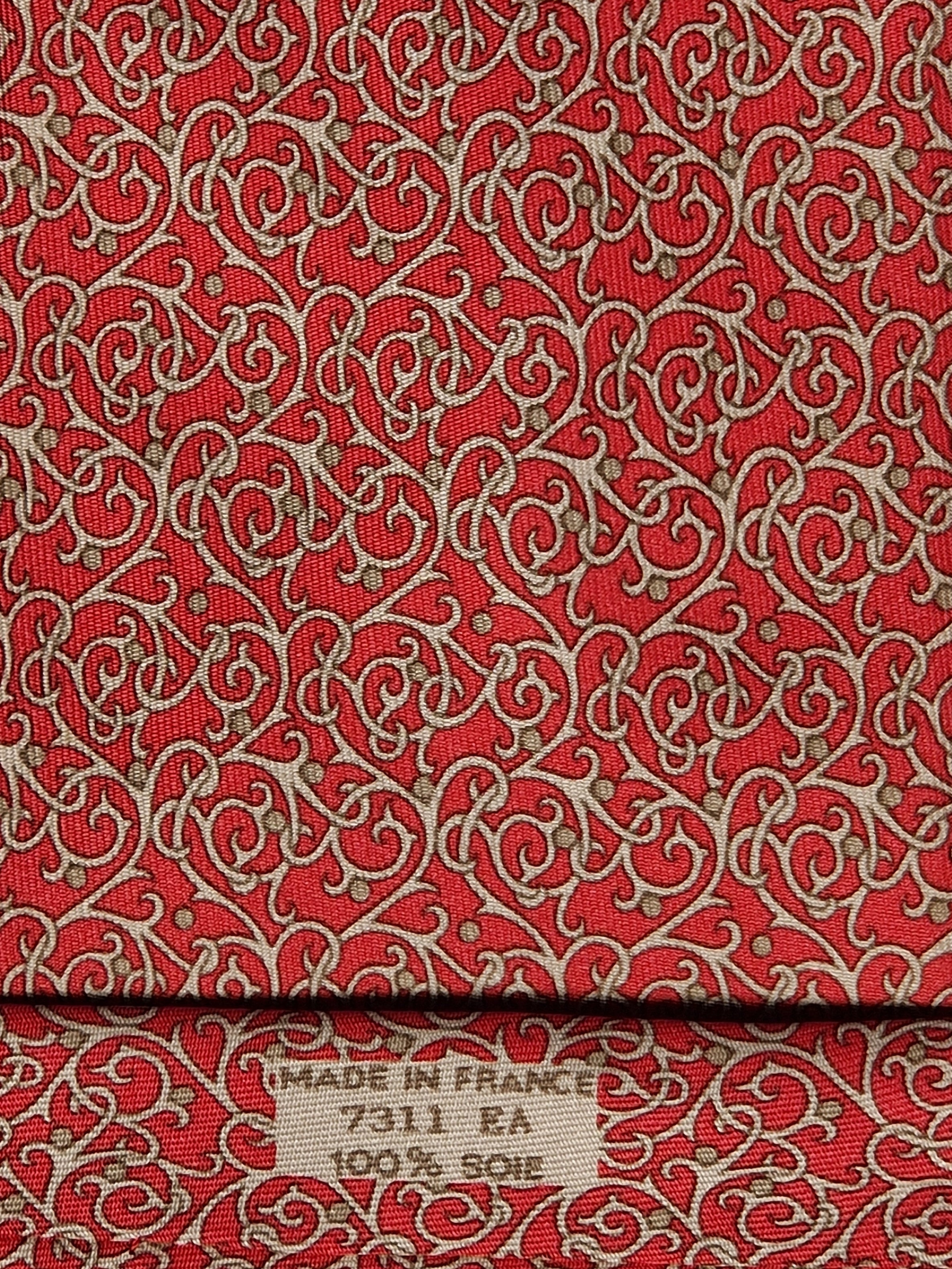 Hermès silk tie red geometrical pattern 7311 EA