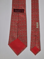 Hermès silk tie red geometrical pattern 7311 EA