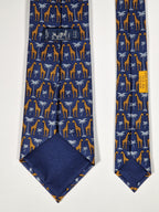 Hermès silk tie blue giraff whimsical pattern 7314 EA