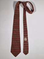 000731 Hermès tie brown equestrian pattern 731 FA