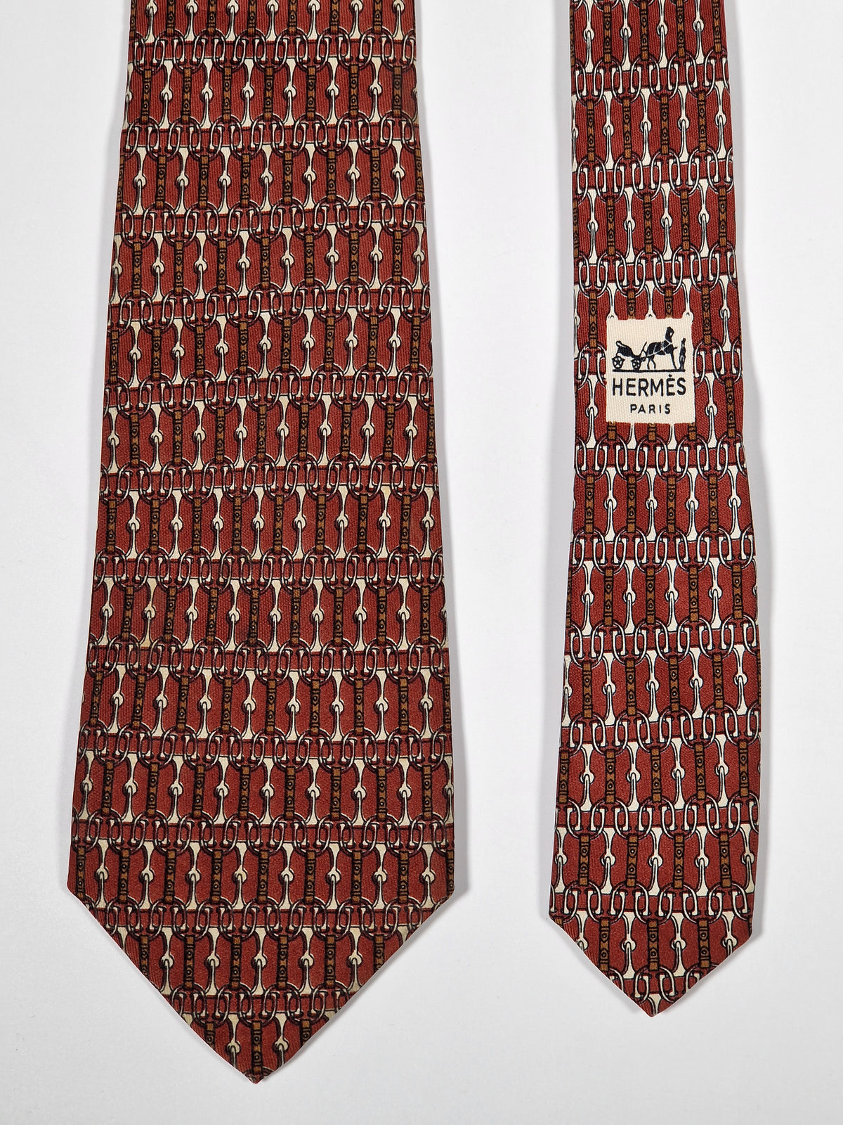 000731 Hermès tie brown equestrian pattern 731 FA
