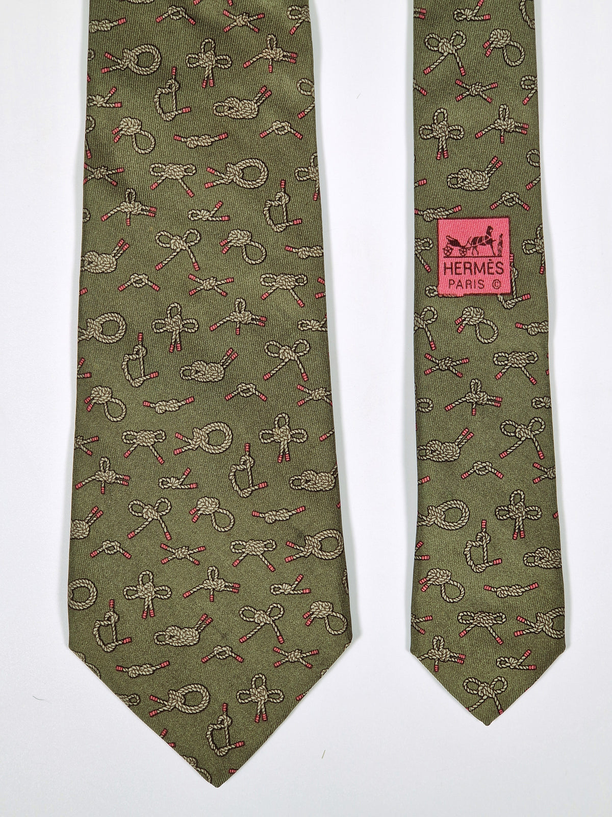 007321 Hermès tie green knot pattern 7321 EA