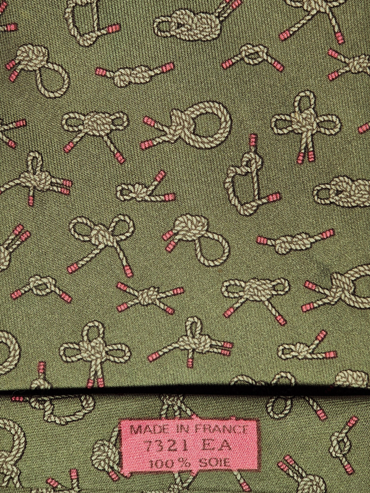 007321 Hermès tie green knot pattern 7321 EA
