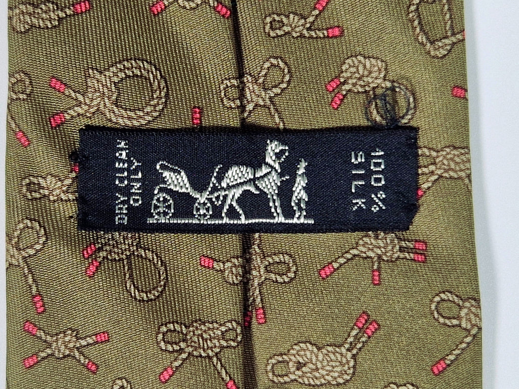007321 Hermès tie green knot pattern 7321 EA