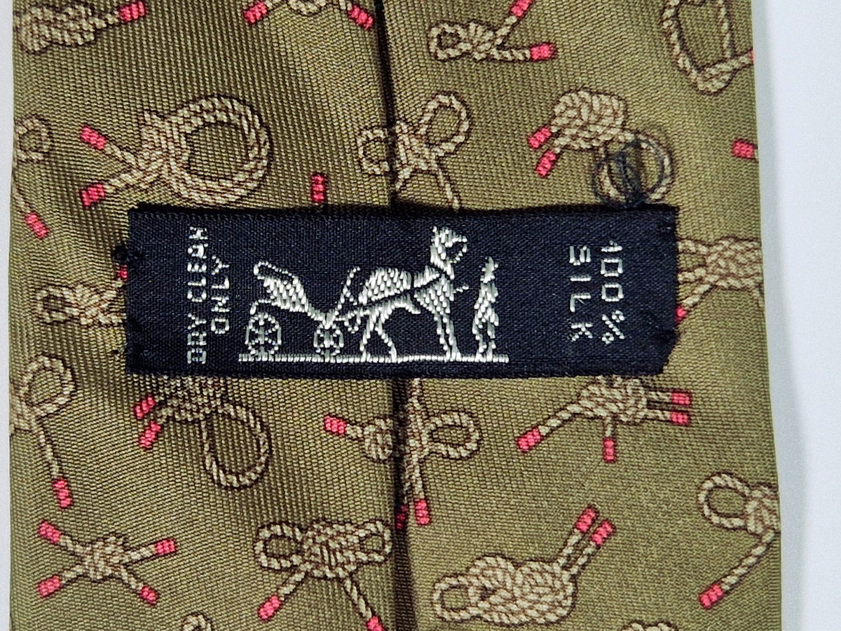 007321 Hermès tie green knot pattern 7321 EA