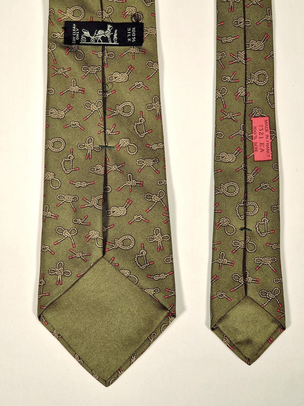 007321 Hermès tie green knot pattern 7321 EA