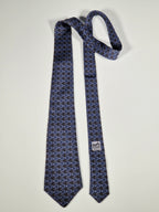 Hermès silk tie blue whimsical fishes 7322 EA