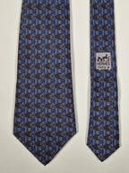 Hermès silk tie blue whimsical fishes 7322 EA