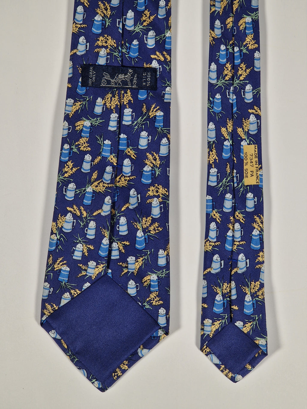 Hermès silk tie blue beer 7357 PA