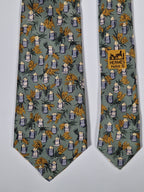 Hermès silk tie green beer and barley whimsical pattern Hermès 7347 PA tie green
