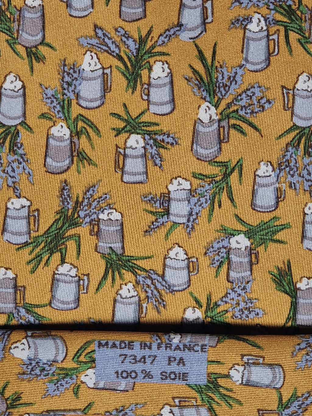 Hermès silk tie yellow beer 7357 PA