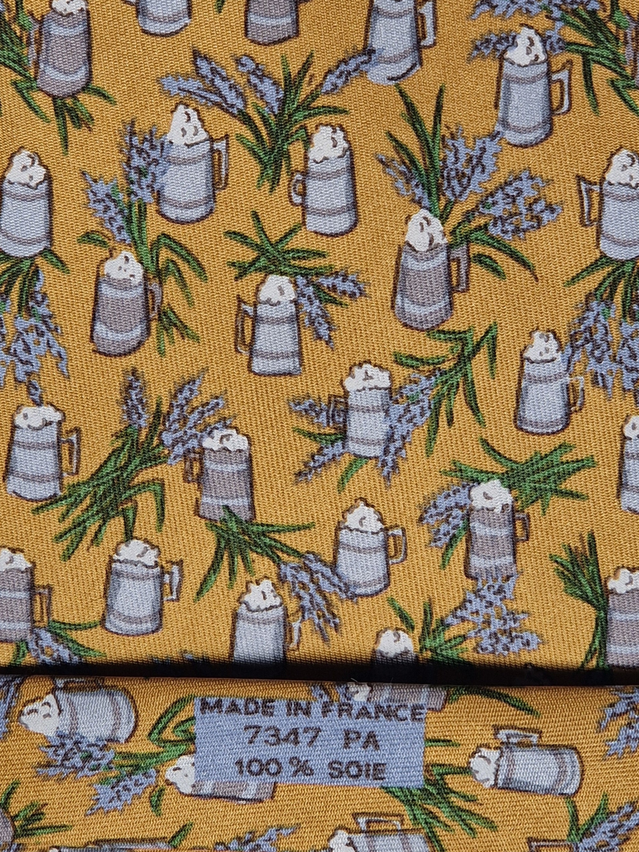 Hermès silk tie yellow beer 7357 PA