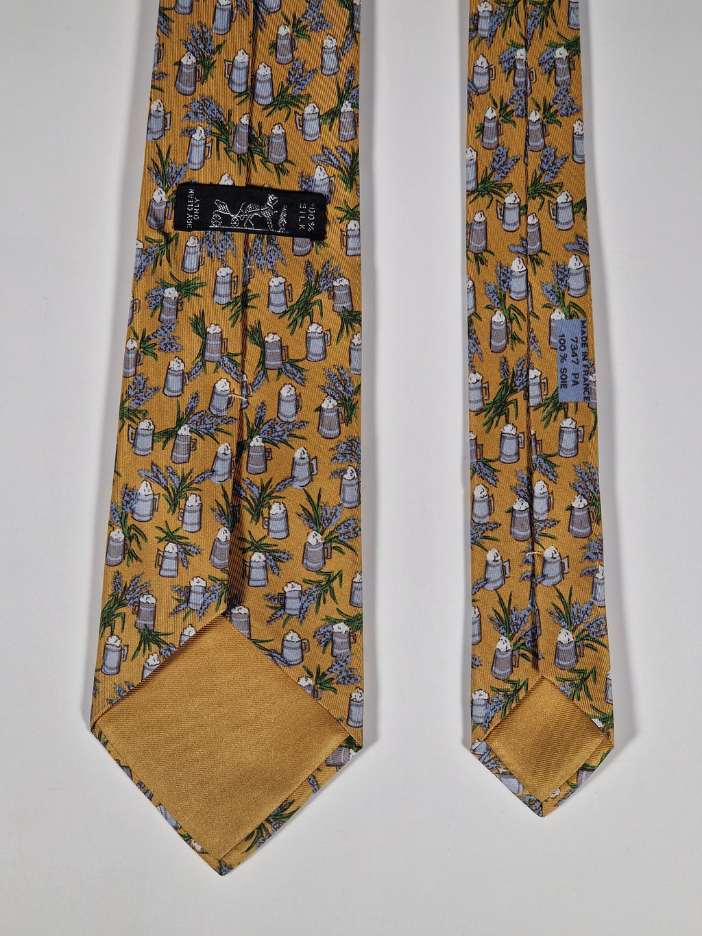 Hermès silk tie yellow beer 7357 PA