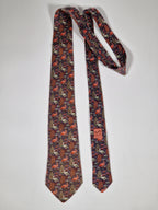 007361 Hermès tie blue bird and garden pattern Hermès 7361 PA tie blue