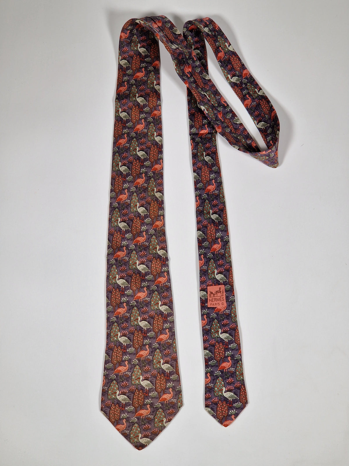 007361 Hermès tie blue bird and garden pattern Hermès 7361 PA tie blue