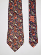 007361 Hermès tie blue bird and garden pattern Hermès 7361 PA tie blue