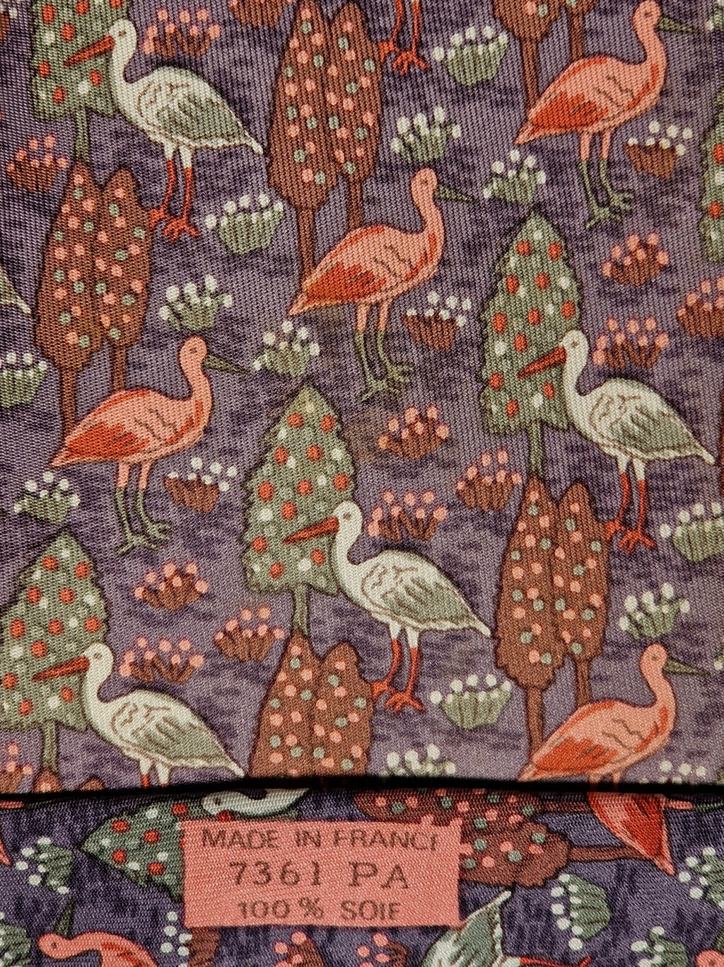 007361 Hermès tie blue bird and garden pattern Hermès 7361 PA tie blue