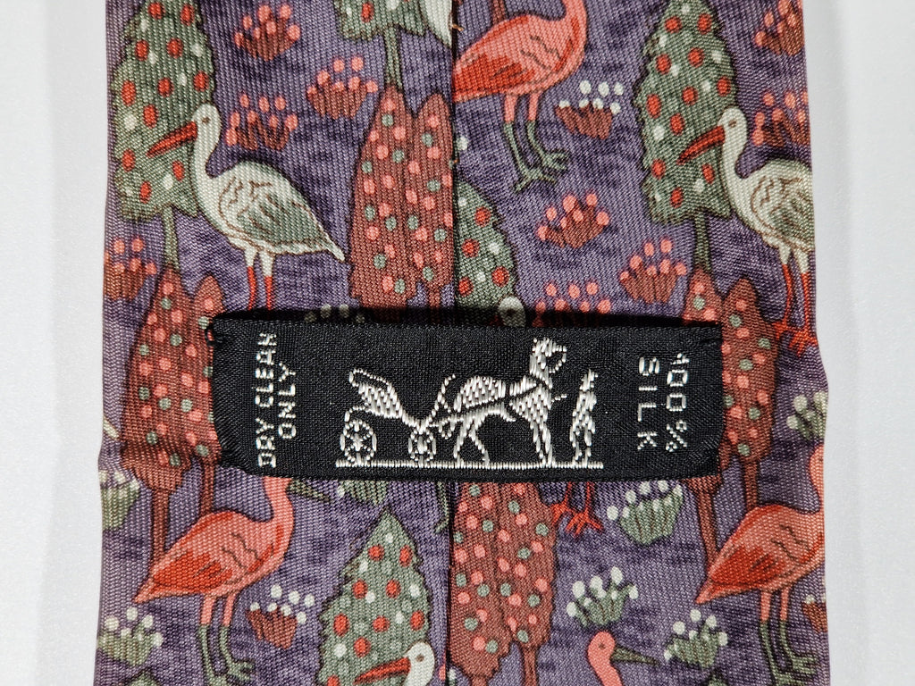 007361 Hermès tie blue bird and garden pattern Hermès 7361 PA tie blue