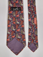 007361 Hermès tie blue bird and garden pattern Hermès 7361 PA tie blue