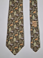007361 Hermès silk tie green birds pattern 7361 PA