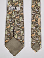 007361 Hermès silk tie green birds pattern 7361 PA