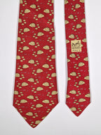 Hermès silk tie red hedgehog pattern 7363 PA