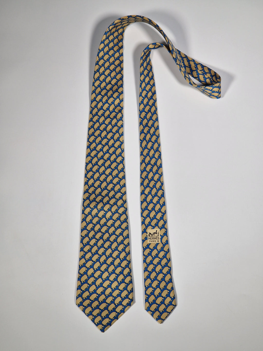 007367 Hermès tie blue Whimsical sheep 7367 PA