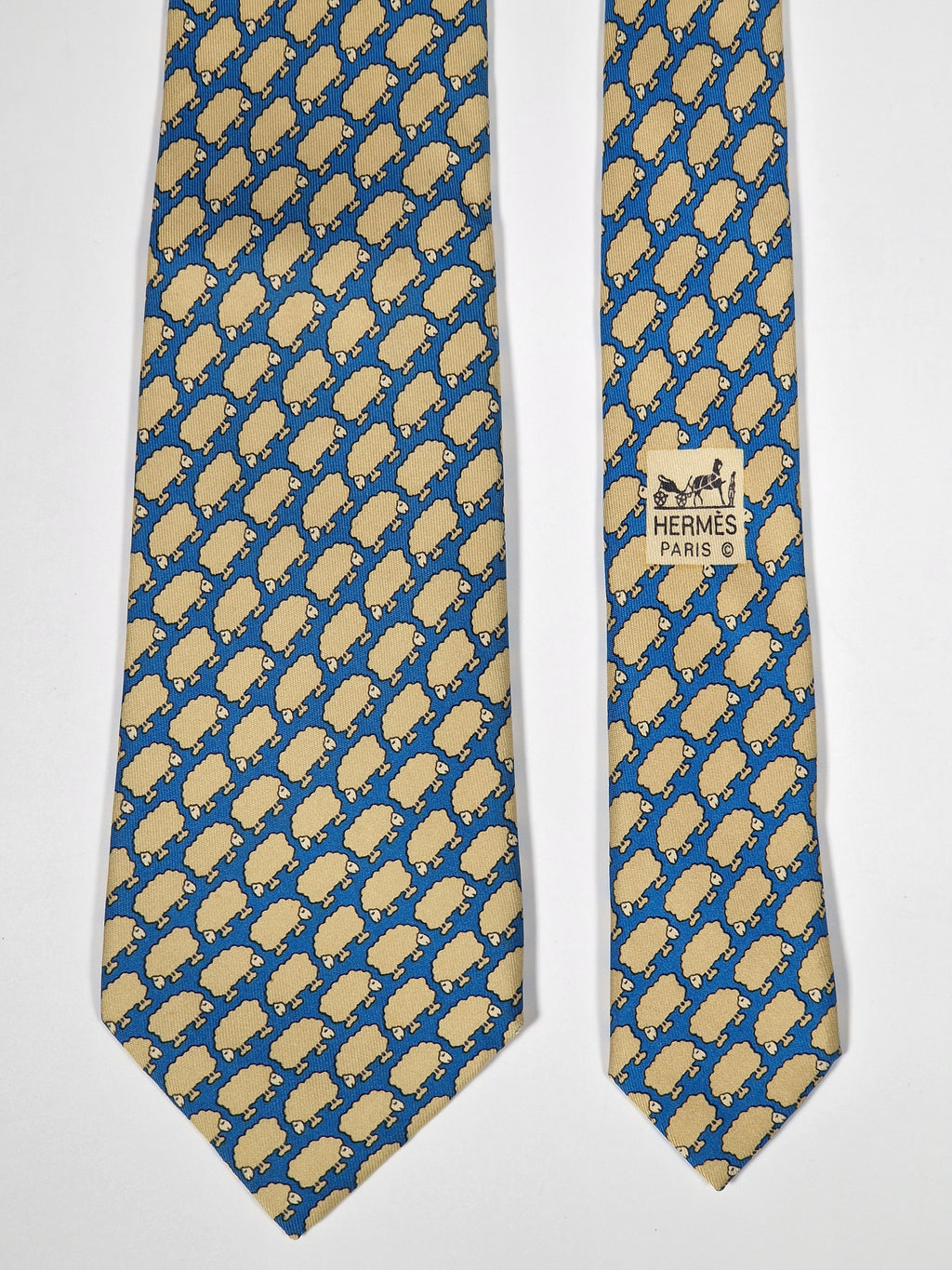007367 Hermès tie blue Whimsical sheep 7367 PA
