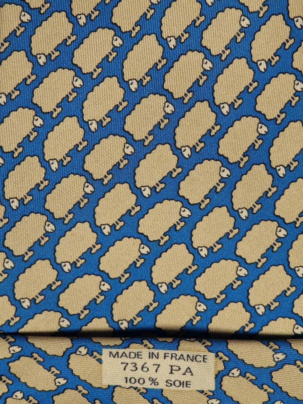 007367 Hermès tie blue Whimsical sheep 7367 PA