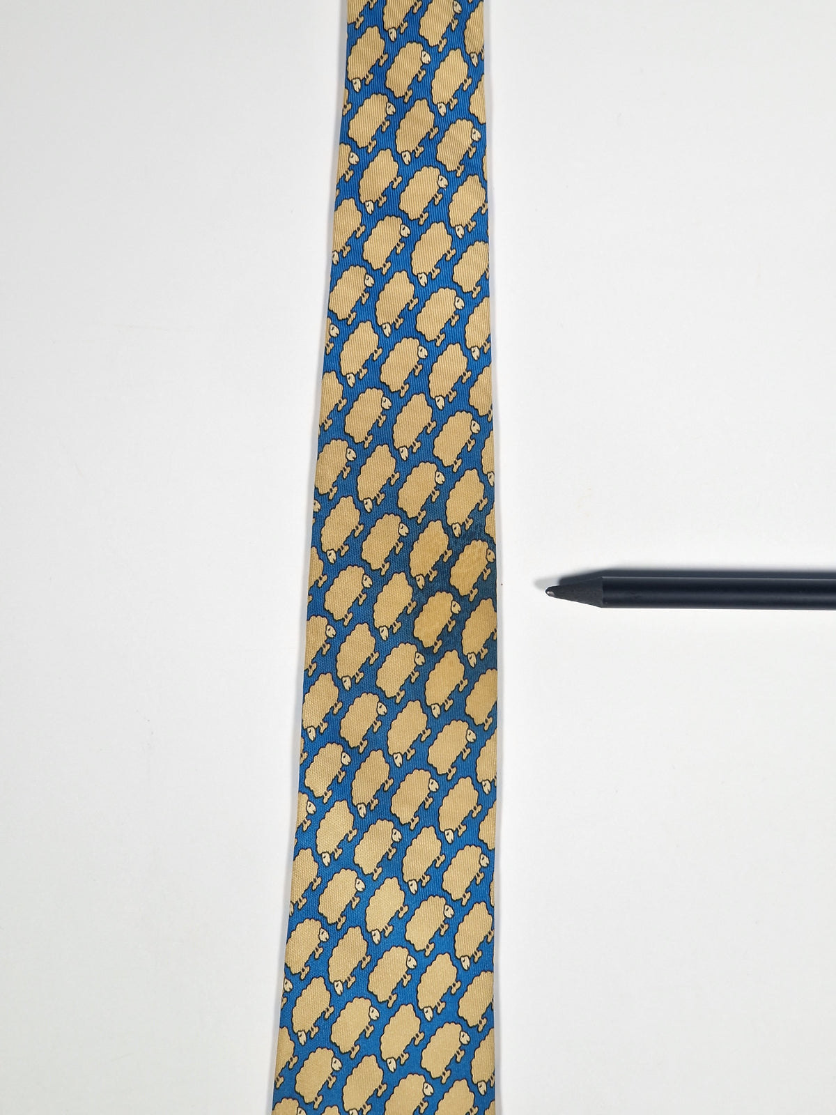 007367 Hermès tie blue Whimsical sheep 7367 PA