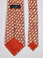 007367 Hermès tie red whimsical sheep 7367 PA