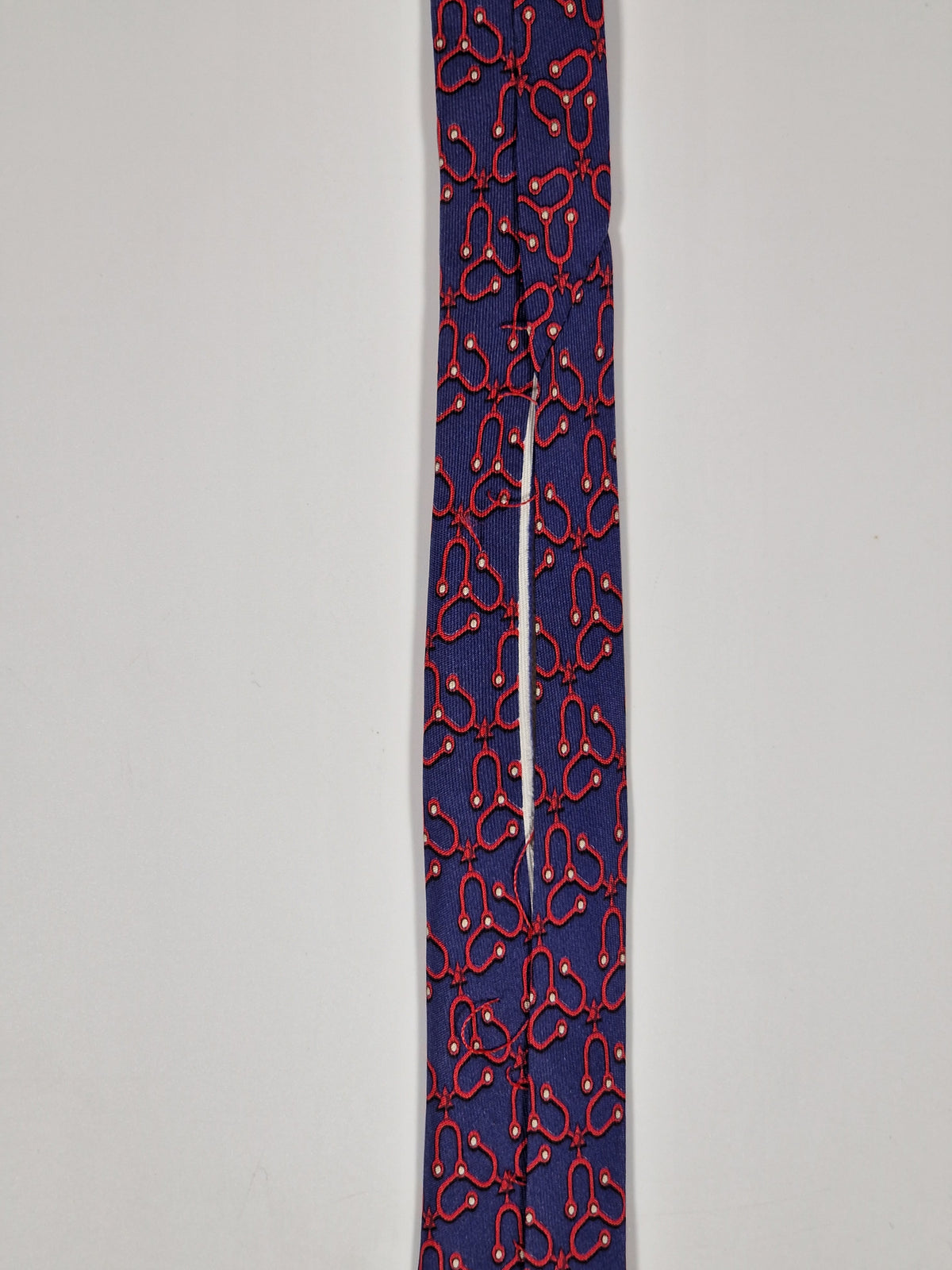 007382 Hermès tie blue equestrian pattern 7383 PA