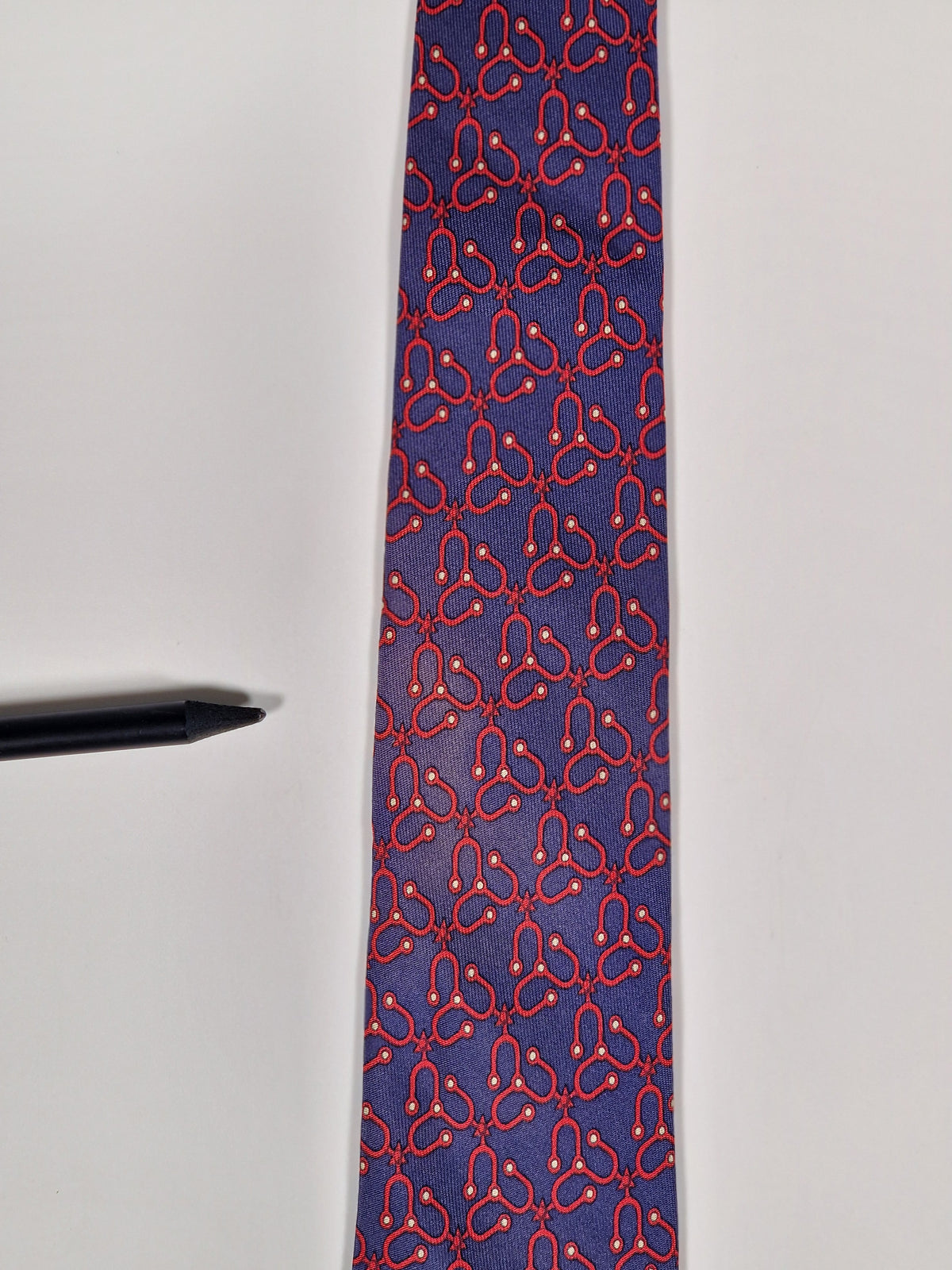 007382 Hermès tie blue equestrian pattern 7383 PA