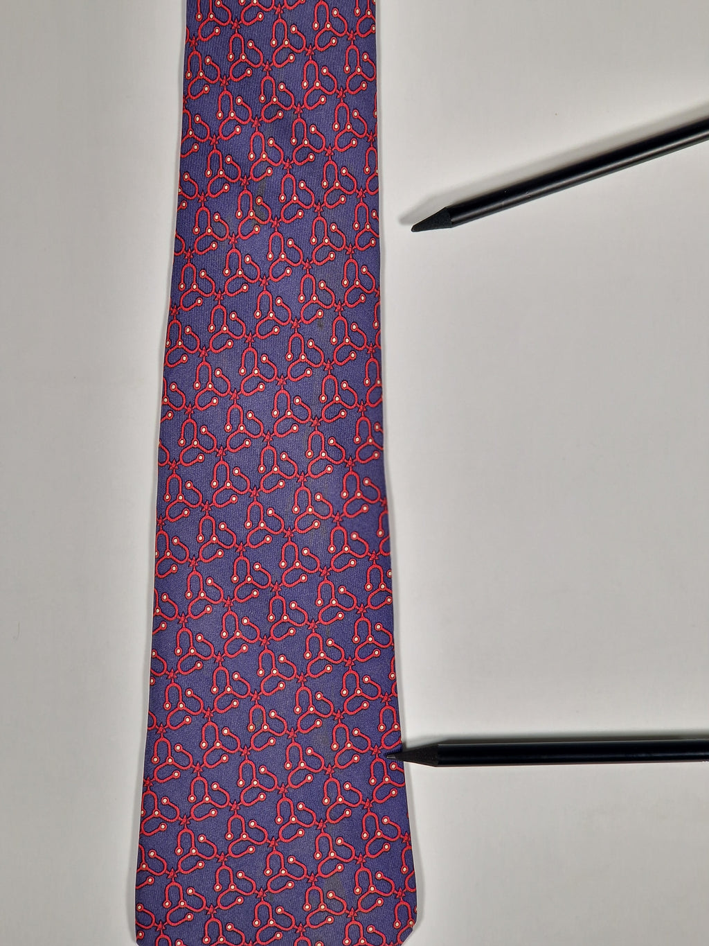 007382 Hermès tie blue equestrian pattern 7383 PA