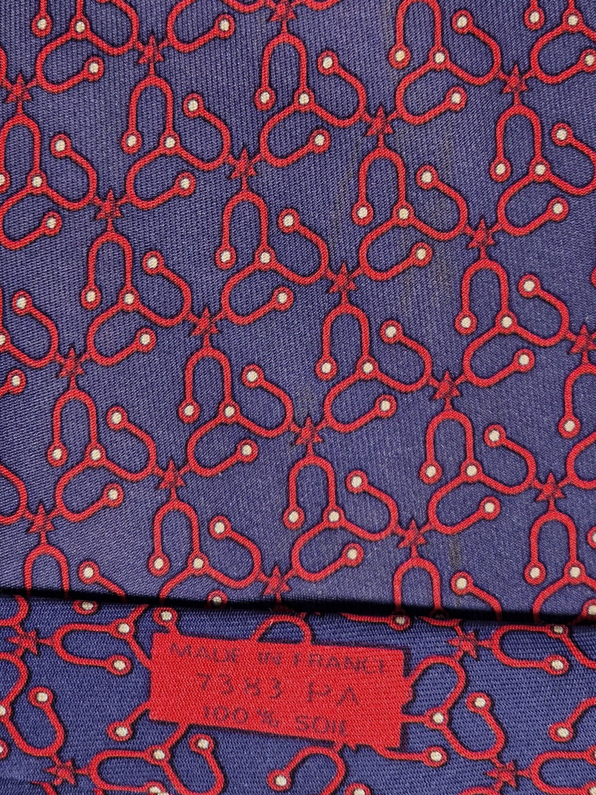 007382 Hermès tie blue equestrian pattern 7383 PA