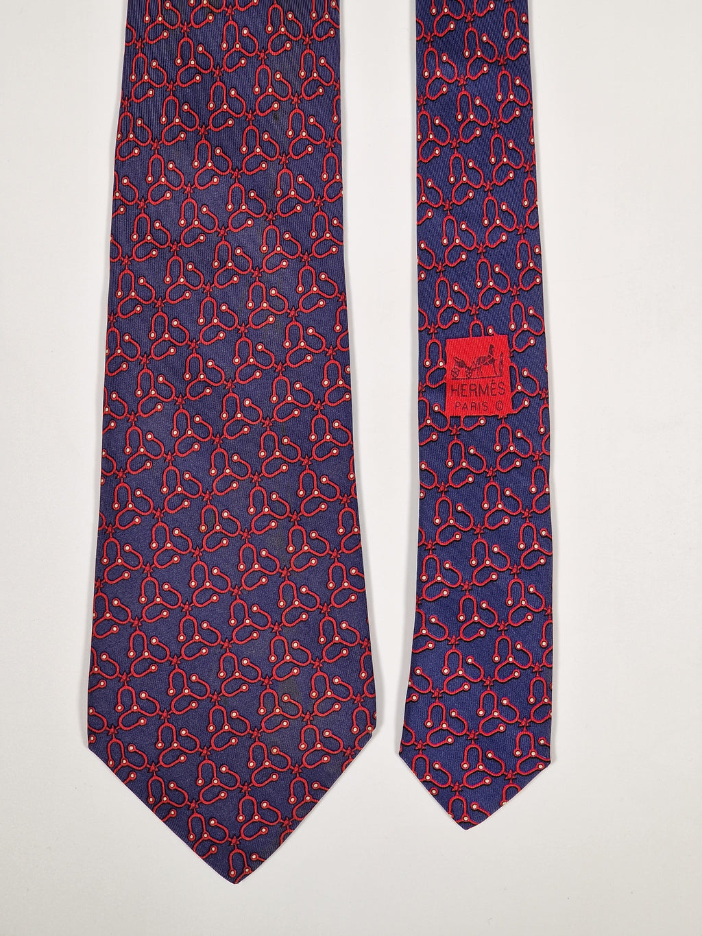 007382 Hermès tie blue equestrian pattern 7383 PA