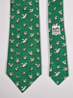 007387 Hermès tie green pegasus pattern 7387 PA