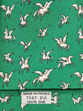 007387 Hermès tie green pegasus pattern 7387 PA