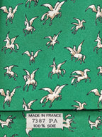 007387 Hermès tie green pegasus pattern 7387 PA