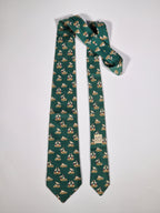 007393 Hermès tie green storks 7393 PA