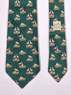 007393 Hermès tie green storks 7393 PA