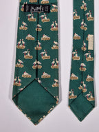 007393 Hermès tie green storks 7393 PA