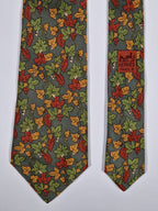 Hermès silk tie green leaf pattern Hermès 7406 PA tie green